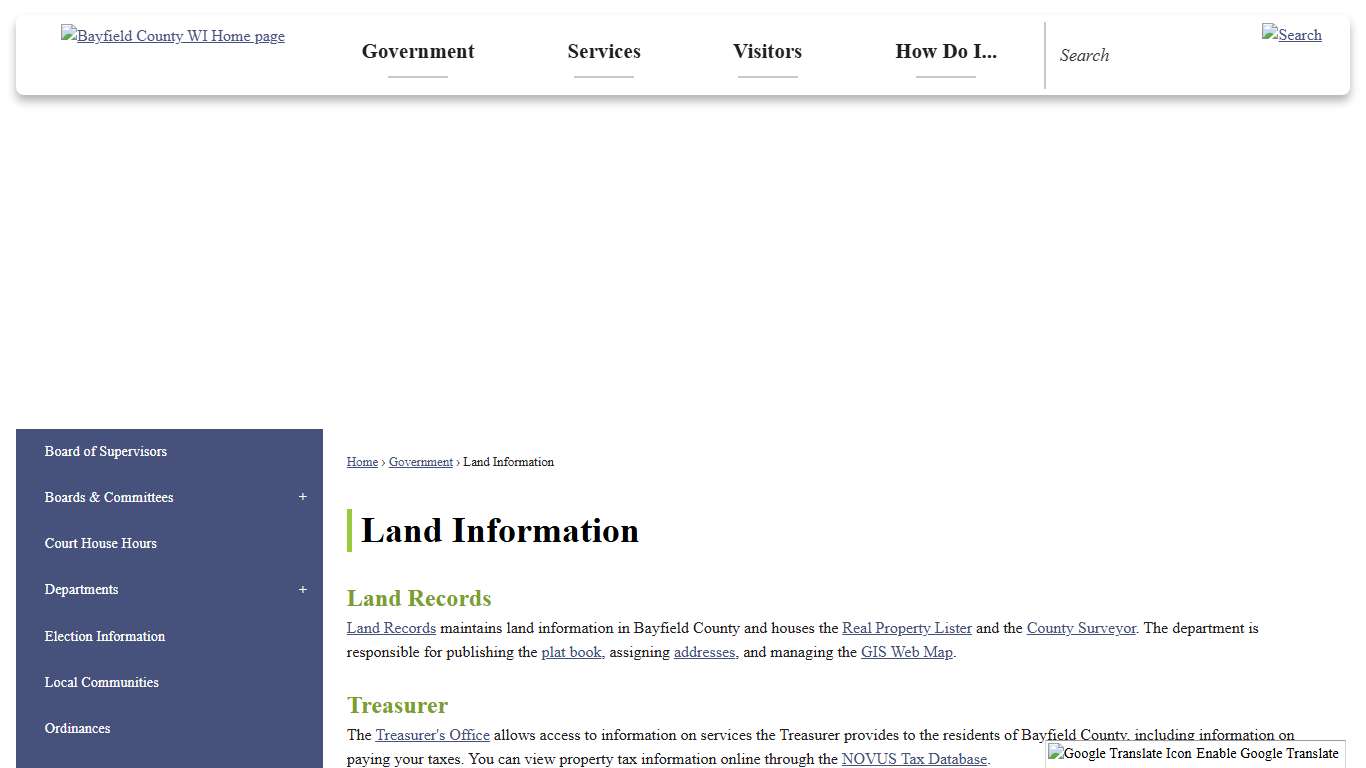 Land Information Bayfield County, WI - Official Website