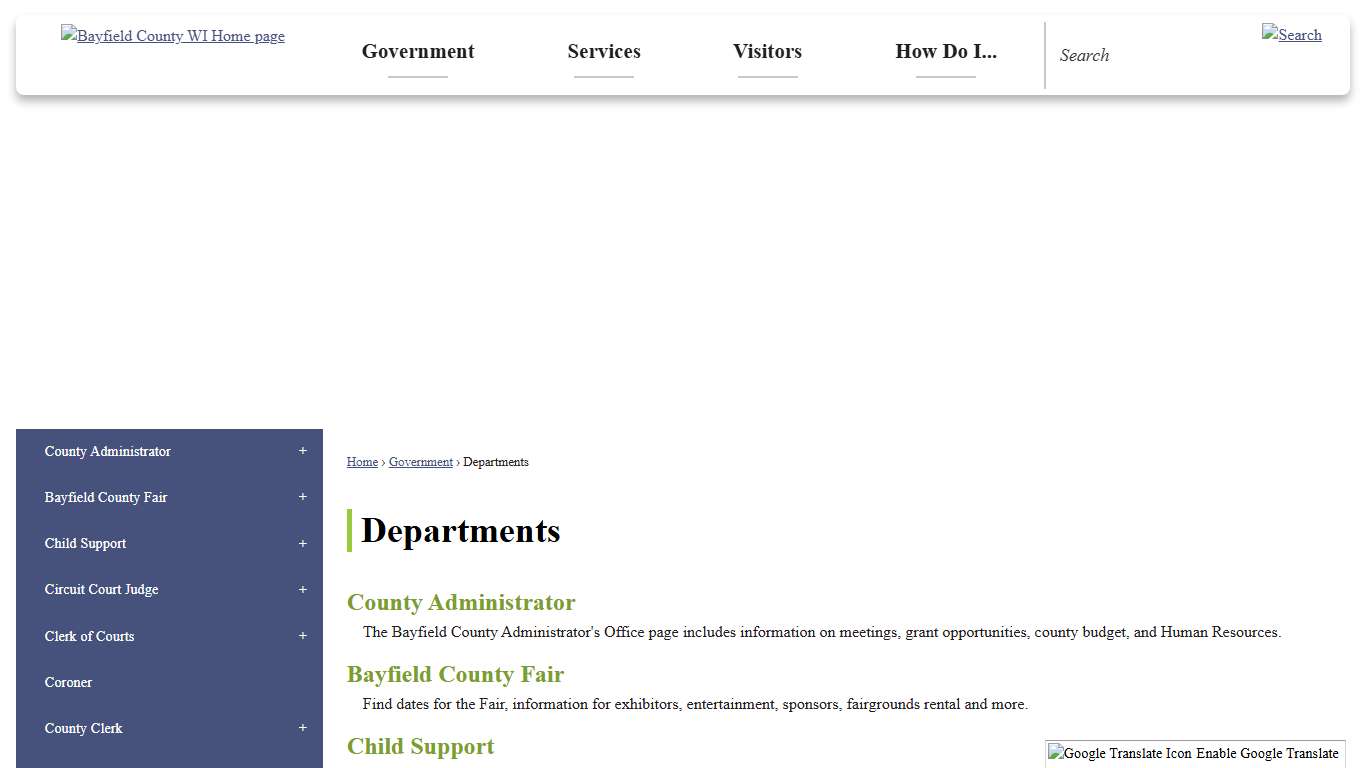 Departments Bayfield County, WI - Official Website